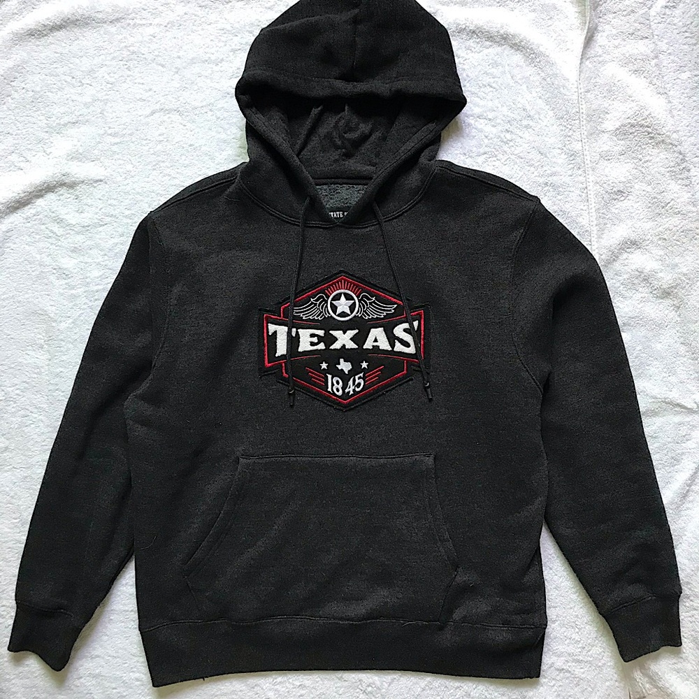 State of mine dark grey embroidered logo Texas hoodie